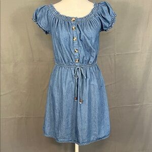 Stylish Blue Off-Shoulder Denim Dress